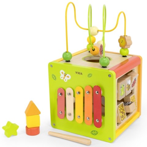 VIGA Drewniana Kostka Edukacyjna 5w1 VIGA Drewniana Kostka Edukacyjna 5w1