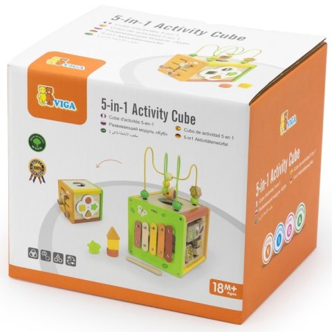 VIGA Drewniana Kostka Edukacyjna 5w1 VIGA Drewniana Kostka Edukacyjna 5w1