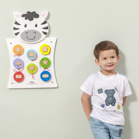 VIGA Drewniana Tablica Manipulacyjna Zebra Certyfikat FSC Montessori VIGA Drewniana Tablica Manipulacyjna Zebra Certyfikat FSC Montessori