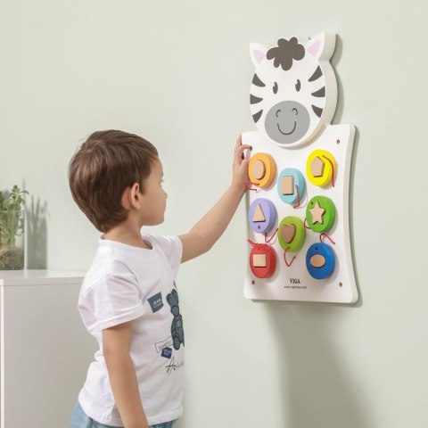 VIGA Drewniana Tablica Manipulacyjna Zebra Certyfikat FSC Montessori VIGA Drewniana Tablica Manipulacyjna Zebra Certyfikat FSC Montessori