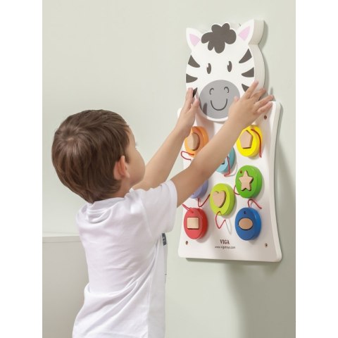 VIGA Drewniana Tablica Manipulacyjna Zebra Certyfikat FSC Montessori VIGA Drewniana Tablica Manipulacyjna Zebra Certyfikat FSC Montessori