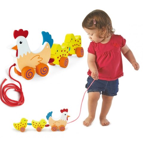 VIGA Zestaw do ciągnięcia Kurka z kurczakami 36 cm VIGA Zestaw do ciągnięcia Kurka z kurczakami 36 cm