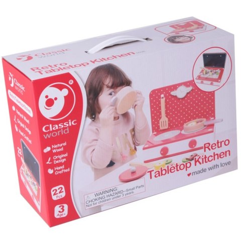 CLASSIC WORLD Drewniana Kuchnia 2w1 Grill + Kuchenka dla Dzieci 22el. CLASSIC WORLD Drewniana Kuchnia 2w1 Grill + Kuchenka dla Dzieci 22el.