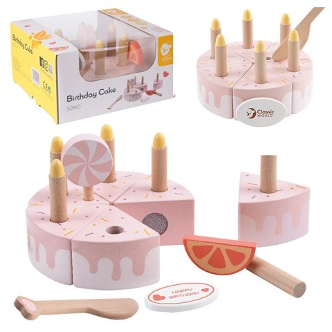 CLASSIC WORLD Drewniany Tort Urodzinowy do Krojenia Świeczki Owoce 16 el. CLASSIC WORLD Drewniany Tort Urodzinowy do Krojenia Świeczki Owoce 16 el.
