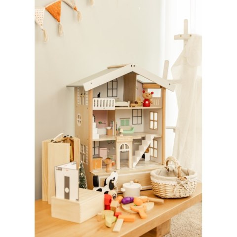 Classic World Duży Drewniany Domek dla Lalek 2 Figurki NATURALNE DREWNO 28 el. Classic World Duży Drewniany Domek dla Lalek 2 Figurki NATURALNE DREWNO 28 el.