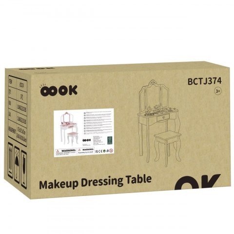 TOOKY TOY Drewniana Toaletka z Krzesełkiem Składane Lusterko Akcesoria 15 el. TOOKY TOY Drewniana Toaletka z Krzesełkiem Składane Lusterko Akcesoria 15 el.