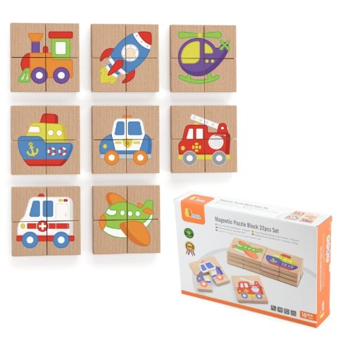 Viga Układanka drewniana puzzle magnetyczne - pojazdy Certyfikat FSC Viga Układanka drewniana puzzle magnetyczne - pojazdy Certyfikat FSC