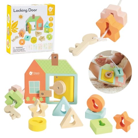 CLASSIC WORLD Drewniana Przeplatanka Klocki do Nawlekania Klucze i Drzwi MONTESSORI 11 el. CLASSIC WORLD Drewniana Przeplatanka Klocki do Nawlekania Klucze i Drzwi MONTESSORI 11 el.