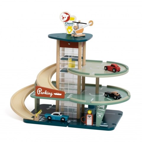 CLASSIC WORLD Wielopoziomowy Parking Auta Helikopter Dystybutor Myjnia + Akc. CLASSIC WORLD Wielopoziomowy Parking Auta Helikopter Dystybutor Myjnia + Akc.