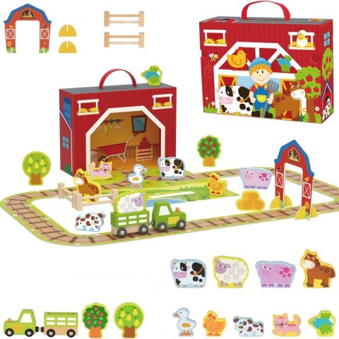 TOOKY TOY Drewniana Farma w Walizce Figurki Pojazdy TOOKY TOY Drewniana Farma w Walizce Figurki Pojazdy
