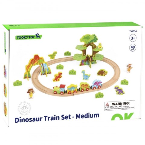 TOOKY TOY Drewniana Magnetyczna Kolejka Dinozaury + Figurki TOOKY TOY Drewniana Magnetyczna Kolejka Dinozaury + Figurki