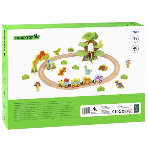 TOOKY TOY Drewniana Magnetyczna Kolejka Dinozaury + Figurki TOOKY TOY Drewniana Magnetyczna Kolejka Dinozaury + Figurki