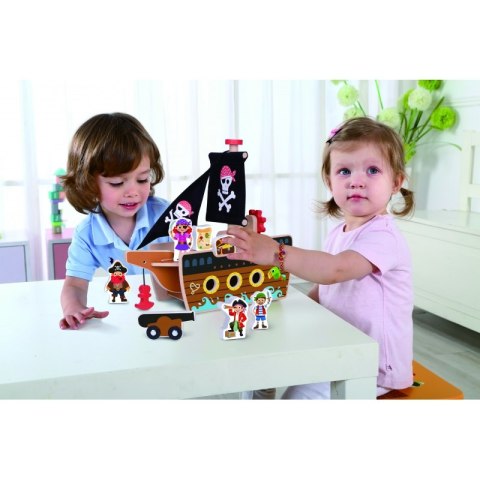 TOOKY TOY Statek Piracki Drewniany Figurki Zestaw TOOKY TOY Statek Piracki Drewniany Figurki Zestaw