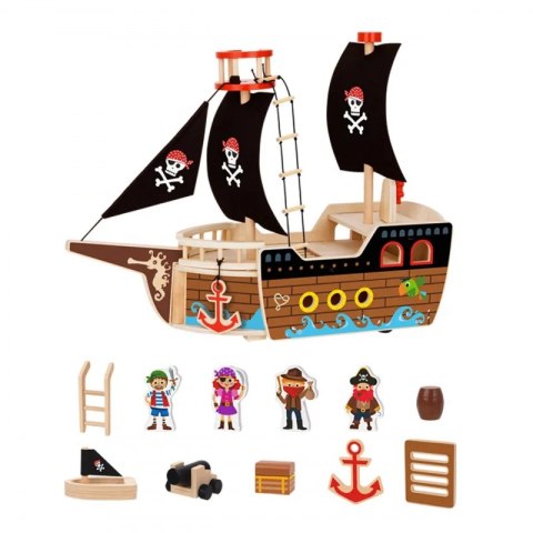 TOOKY TOY Statek Piracki Drewniany Figurki Zestaw TOOKY TOY Statek Piracki Drewniany Figurki Zestaw