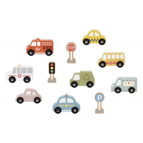 TOOKY TOY Zestaw Drewnianych Pojazdów i Znaków Drogowych w Pudełku TOOKY TOY Zestaw Drewnianych Pojazdów i Znaków Drogowych w Pudełku