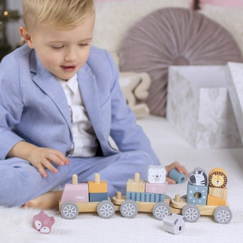 VIGA PolarB Drewniana Kolejka z wagonikami i zwierzątkami do ciągnięcia Montessori VIGA PolarB Drewniana Kolejka z wagonikami i zwierzątkami do ciągnięcia Montessori