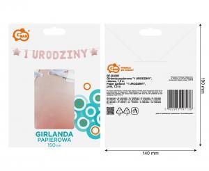 Girlanda papierowa "1 URODZINY" różowa 1,5 m. BF-BURR Girlanda papierowa "1 URODZINY" różowa 1,5 m. BF-BURR