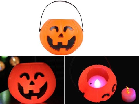 Wiaderko halloween pojemnik dynia na cukierki duże 15 x 13cm Wiaderko halloween pojemnik dynia na cukierki duże 15 x 13cm