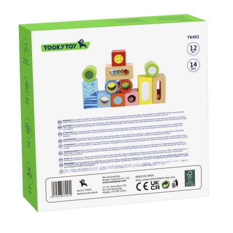 TOOKY TOY Drewniane Pudełko Klocki Sensoryczne Układanka Multifunkcyjna Kształty Dźwięk Dotyk 12 el. TOOKY TOY Drewniane Pudełko Klocki Sensoryczne Układanka Multifunkcyjna Kształty Dźwięk Dotyk 12 el.