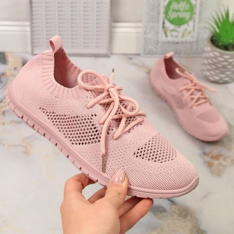 Buty sportowe ażurowe News W EVE211D pudrowy róż Buty sportowe ażurowe News W EVE211D pudrowy róż