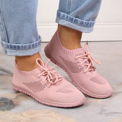 Buty sportowe ażurowe News W EVE211D pudrowy róż Buty sportowe ażurowe News W EVE211D pudrowy róż