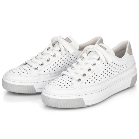 Skórzane buty ażurowe Rieker W RKR642 białe Skórzane buty ażurowe Rieker W RKR642 białe