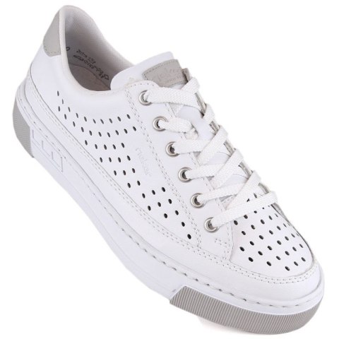 Skórzane buty ażurowe Rieker W RKR642 białe Skórzane buty ażurowe Rieker W RKR642 białe