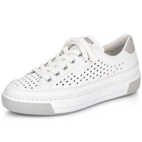 Skórzane buty ażurowe Rieker W RKR642 białe Skórzane buty ażurowe Rieker W RKR642 białe