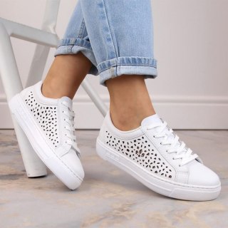 Skórzane komfortowe buty Rieker W RKR641 białe