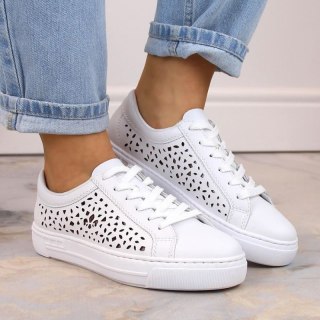 Skórzane komfortowe buty Rieker W RKR641 białe