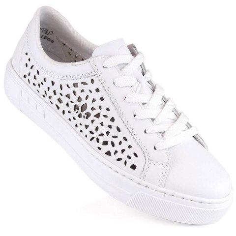 Skórzane komfortowe buty Rieker W RKR641 białe Skórzane komfortowe buty Rieker W RKR641 białe