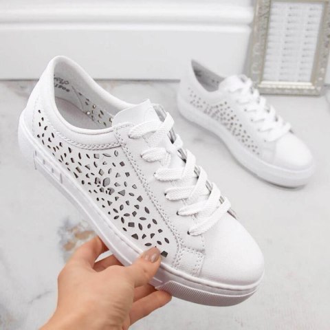 Skórzane komfortowe buty Rieker W RKR641 białe Skórzane komfortowe buty Rieker W RKR641 białe