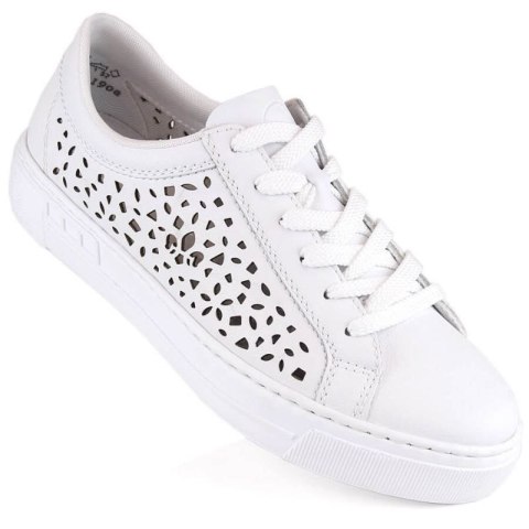 Skórzane komfortowe buty Rieker W RKR641 białe Skórzane komfortowe buty Rieker W RKR641 białe