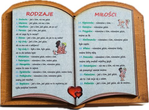 Książeczka ozdobna RODZAJE MIŁOŚCI 20 x 16 cm. P705 Książeczka ozdobna RODZAJE MIŁOŚCI 20 x 16 cm. P705