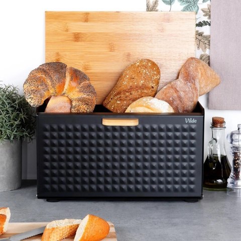 Chlebak Pojemnik na Chleb Metalowy z Podwójną Pokrywą VILDE 35,5x22x20,5 cm Chlebak Pojemnik na Chleb Metalowy z Podwójną Pokrywą VILDE 35,5x22x20,5 cm