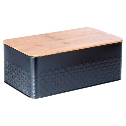 Chlebak na Pieczywo Chleb z Deską Czarny Metalowy VILDE 33,5x18,5x12,5 cm Chlebak na Pieczywo Chleb z Deską Czarny Metalowy VILDE 33,5x18,5x12,5 cm