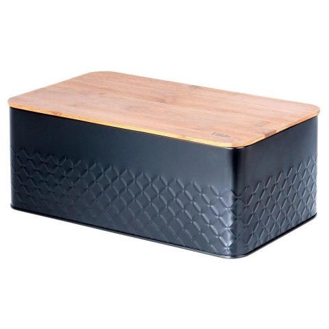 Chlebak na Pieczywo Chleb z Deską Czarny Metalowy VILDE 33,5x18,5x12,5 cm Chlebak na Pieczywo Chleb z Deską Czarny Metalowy VILDE 33,5x18,5x12,5 cm