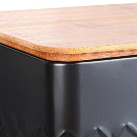 Chlebak na Pieczywo Chleb z Deską Czarny Metalowy VILDE 33,5x18,5x12,5 cm Chlebak na Pieczywo Chleb z Deską Czarny Metalowy VILDE 33,5x18,5x12,5 cm