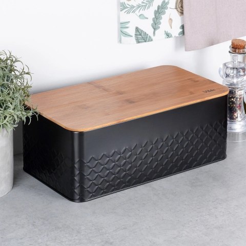 Chlebak na Pieczywo Chleb z Deską Czarny Metalowy VILDE 33,5x18,5x12,5 cm Chlebak na Pieczywo Chleb z Deską Czarny Metalowy VILDE 33,5x18,5x12,5 cm