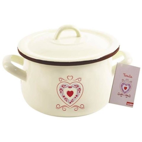 Garnek emaliowany serce 16 cm pokrywa gaz indukcja Garnek emaliowany serce 16 cm pokrywa gaz indukcja