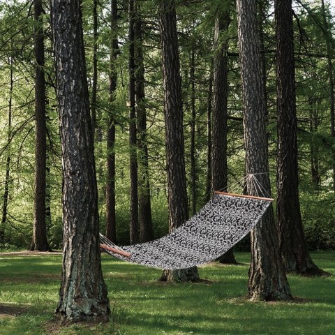 Hamak jednoosobowy czarno-biały 200x80 cm Hamak jednoosobowy czarno-biały 200x80 cm