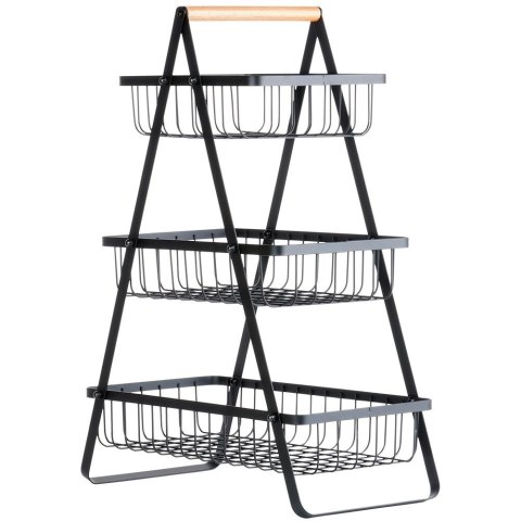 Koszyk na Owoce Warzywa 3-Poziomowy Metalowy Czarny VILDE 34x17,5x46,5 cm Koszyk na Owoce Warzywa 3-Poziomowy Metalowy Czarny VILDE 34x17,5x46,5 cm