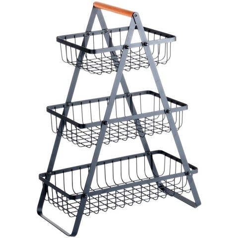Koszyk na Owoce Warzywa 3-Poziomowy Metalowy Czarny VILDE 34x17,5x46,5 cm Koszyk na Owoce Warzywa 3-Poziomowy Metalowy Czarny VILDE 34x17,5x46,5 cm