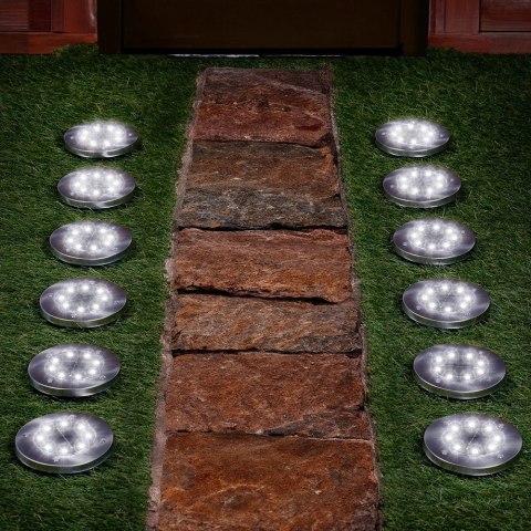 Lampki Ogrodowe Solarne LED Stalowe Wbijane VILDE 11,5 cm 12 szt. Lampki Ogrodowe Solarne LED Stalowe Wbijane VILDE 11,5 cm 12 szt.
