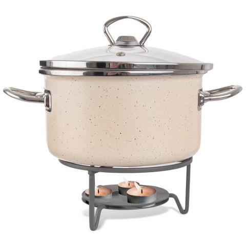 METALOWY PODGRZEWACZ POD DZBANEK TEALIGHT SZARY