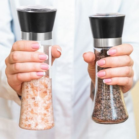 Młynek do mielenia przypraw pieprzu soli szklany ręczny 18,5 cm Młynek do mielenia przypraw pieprzu soli szklany ręczny 18,5 cm