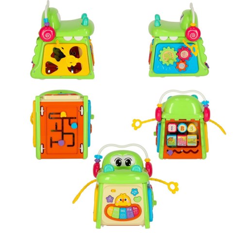 Kostka edukacyjna sorter z pianinkiem krokodyl 4w1 Kostka edukacyjna sorter z pianinkiem krokodyl 4w1