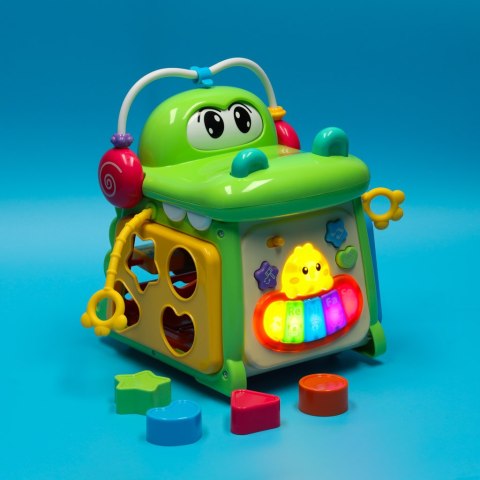 Kostka edukacyjna sorter z pianinkiem krokodyl 4w1 Kostka edukacyjna sorter z pianinkiem krokodyl 4w1