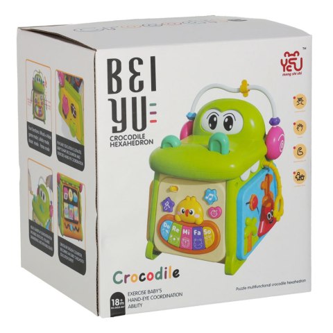 Kostka edukacyjna sorter z pianinkiem krokodyl 4w1 Kostka edukacyjna sorter z pianinkiem krokodyl 4w1