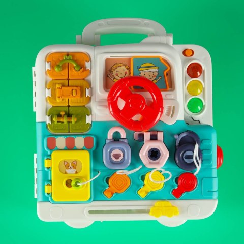 Tablica manipulacyjna sensoryczna montessori walizka pokrętła miś XXL światło dźwięk Tablica manipulacyjna sensoryczna montessori walizka pokrętła miś XXL światło dźwięk